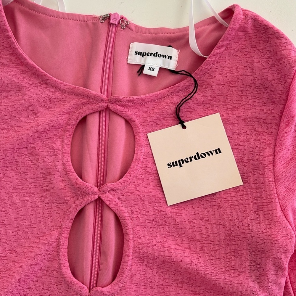 New Superdown pink long sleeve Pamela cut out dress XS - Picture 4 of 4